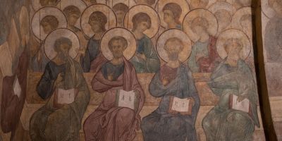 fresco portraying rows of saints