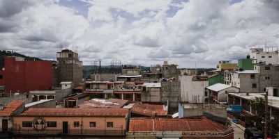 a view of the city from a rooftop